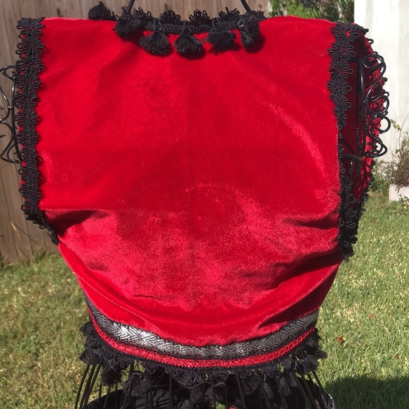 Velvet Belly Dance Vest Bra and Hip Scarf - Picture 9 of 15